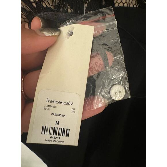 Francesca's Black Lace Sleeveless Pant Jumpsuit NWT Size Medium - Picture 6 of 7